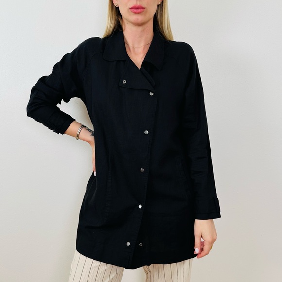 Rails Snap Front “Nadia” Long Jacket Trench cardigan linen blend - Picture 6 of 10